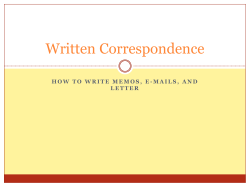 Written Correspondence L E T T E R
