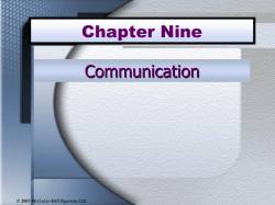 Chapter Nine Communication © 2003 McGraw-Hill Ryerson Ltd.