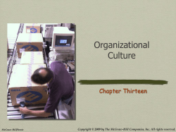 Organizational Culture Chapter Thirteen