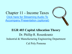 Chapter 11 - Income Taxes EGR 403 Capital Allocation Theory