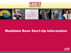 Medidata Rave Start-Up Information 1