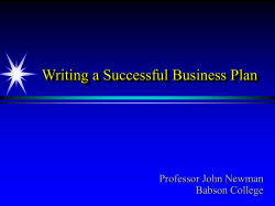 Writing a Successful Business Plan Professor John Newman Babson College