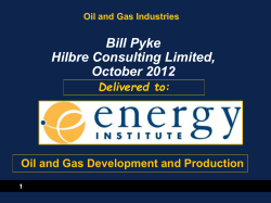Bill Pyke Hilbre Consulting Limited, October 2012 Delivered to: