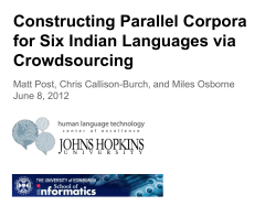 Constructing Parallel Corpora for Six Indian Languages via Crowdsourcing