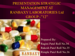 PRESENTATION STRATEGIC MANAGEMENT AT RANBAXY LABORATORIES Ltd GROUP:-”12”
