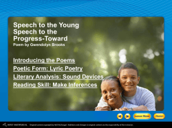 Speech to the Young Speech to the Progress-Toward Int