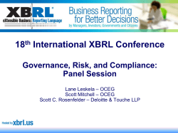 18 International XBRL Conference Governance, Risk, and Compliance: Panel Session