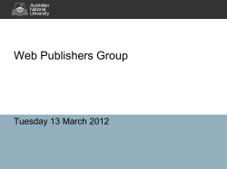 Web Publishers Group Tuesday 13 March 2012