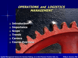 OPERATIONS  and  LOGISTICS MANAGEMENT Introduction Importance