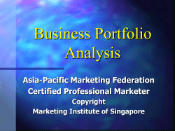 Business Portfolio Analysis Asia-Pacific Marketing Federation Certified Professional Marketer