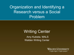Organization and Identifying a Research versus a Social Problem Writing Center