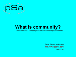 What is community? Peter Stuart Anderson