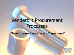 Vanderbilt Procurement Processes “How to purchase the stuff you need”