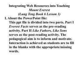 Integrating Web Resources into Teaching I. About the PowerPoint file: Mount Everest