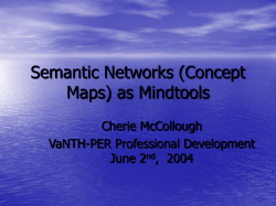 Semantic Networks (Concept Maps) as Mindtools Cherie McCollough VaNTH-PER Professional Development