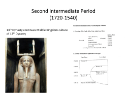 Second Intermediate Period (1720-1540) 13 Dynasty continues Middle Kingdom culture