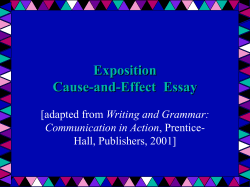 Exposition Cause-and-Effect  Essay Writing and Grammar: Hall, Publishers, 2001]