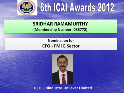 SRIDHAR RAMAMURTHY CFO - FMCG Sector (Membership Number: 038772) Nomination for