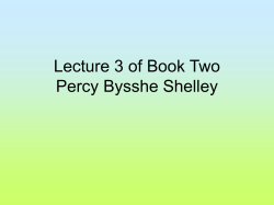 Lecture 3 of Book Two Percy Bysshe Shelley