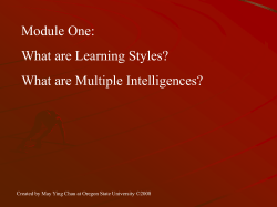Module One: What are Learning Styles? What are Multiple Intelligences?