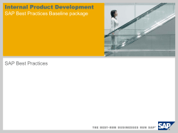 Internal Product Development SAP Best Practices Baseline package SAP Best Practices