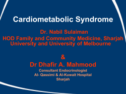 Cardiometabolic Syndrome &amp; Dr Dhafir A. Mahmood Dr. Nabil Sulaiman