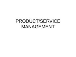 PRODUCT/SERVICE MANAGEMENT
