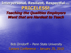 PRICELESS! Teaching the Qualities Employers Want that are Hardest to Teach