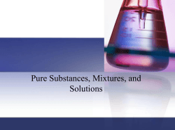 Pure Substances, Mixtures, and Solutions