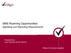 SMS Roaming Opportunities Signaling and Reporting Requirements Presented by