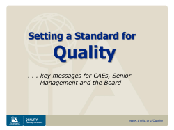 Quality Setting a Standard for Management and the Board