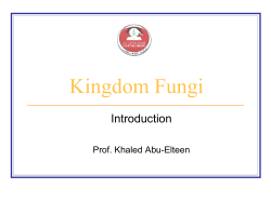 Kingdom Fungi Introduction Prof. Khaled Abu-Elteen