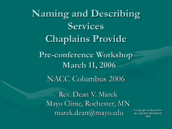 Naming and Describing Services Chaplains Provide NACC Columbus 2006