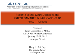 Recent Federal Court Decisions Re: PATENT DAMAGES &amp; IMPLICATIONS TO PRACTITIONERS