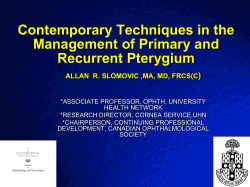 Contemporary Techniques in the Management of Primary and Recurrent Pterygium )