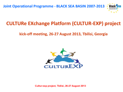 CULTURe EXchange Platform (CULTUR-EXP) project Cultur-exp project, Tbilisi, 26-27 August 2013