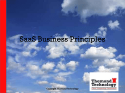 SaaS Business Principles Copyright Thomond Technology 1/11/2017