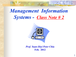 Management  Information Systems - Class Note # 2 1