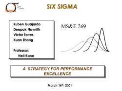 SIX SIGMA MS&amp;E 269 A  STRATEGY FOR PERFORMANCE EXCELLENCE