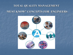 TOTAL QUALITY MANAGEMENT MUST KNOW” CONCEPTS FOR  ENGINEERS “