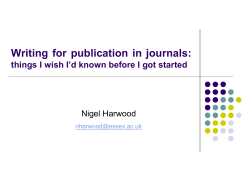 Writing for publication in journals: I’d known before I got started
