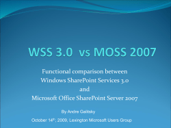 Functional comparison between Windows SharePoint Services 3.0 and Microsoft Office SharePoint Server 2007