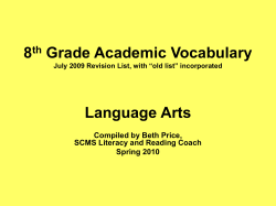 8 Grade Academic Vocabulary Language Arts th