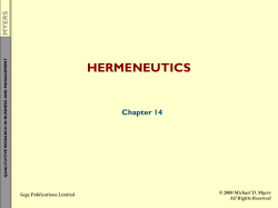 HERMENEUTICS Chapter 14 MYERS © 2008 Michael D. Myers