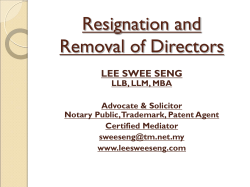 Resignation and Removal of Directors LEE SWEE SENG