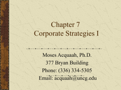Chapter 7 Corporate Strategies I Moses Acquaah, Ph.D. 377 Bryan Building