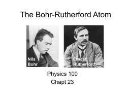 The Bohr-Rutherford Atom Physics 100 Chapt 23 Nils
