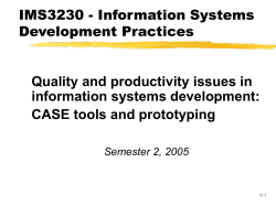 IMS3230 - Information Systems Development Practices Quality and productivity issues in