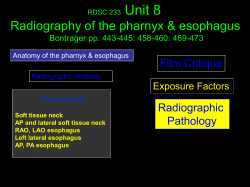 Unit 8 Radiography of the pharnyx &amp; esophagus Film Critique Radiographic