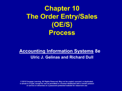 Chapter 10 The Order Entry/Sales (OE/S) Process